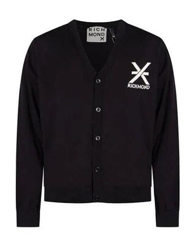 Richmond X Man Cardigan Black Size Xxl Cotton, Merino Wool