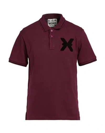 Richmond X Man Polo Shirt Burgundy Size Xxl Cotton In Red