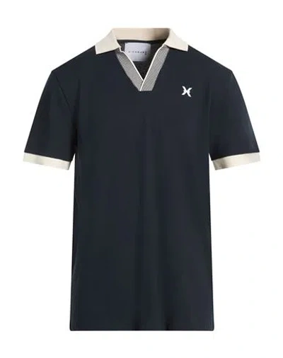 Richmond X Man Polo Shirt Midnight Blue Size Xxl Cotton, Lycra In Black