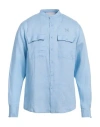 Richmond X Man Shirt Sky Blue Size 46 Linen
