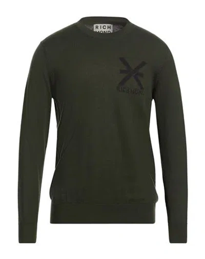 Richmond X Man Sweater Dark Green Size Xxl Cotton, Merino Wool