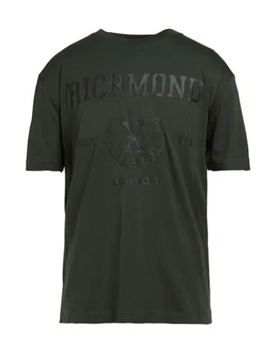 Richmond X Man T-shirt Military Green Size Xxl Pima Cotton, Viscose