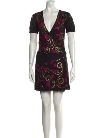 Pre-owned Richmond X Printed Mini Dress In Black