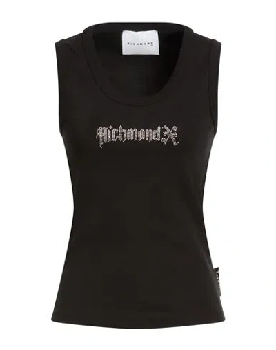 Richmond X Woman Tank Top Black Size M Cotton, Elastane
