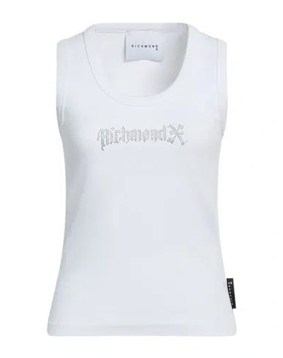 Richmond X Woman Tank Top White Size M Cotton, Elastane