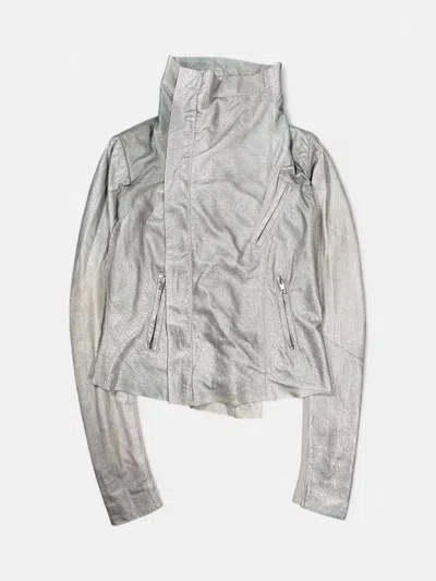 Pre-owned Rick Owens - 00's Silver Tube Collar Leather Jacket