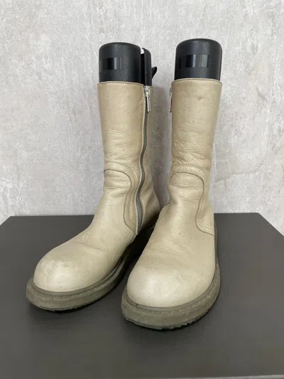 Pre-owned Rick Owens 10fw Creeper Side Zip Boots In Beige