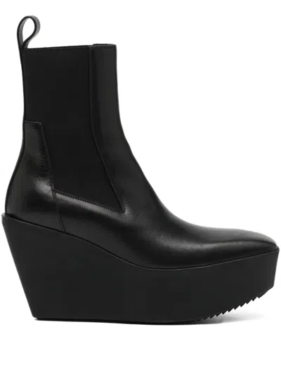 Rick Owens Porterville Sliver Platform Beatle Ankle Short Boots In 09 Black