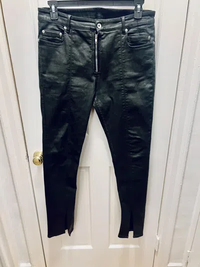Pre-owned Rick Owens $1190 Black Wax Front Slit Berlin Denim