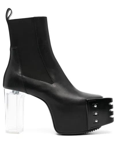 Rick Owens 120mm Grilled Kiss 45 Boots In Black
