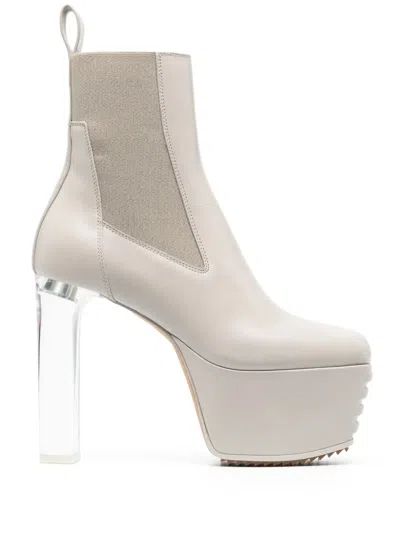 Rick Owens 130mm Square-toe Boots In Grey