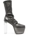Rick Owens 135mm Platform Boots In Grau