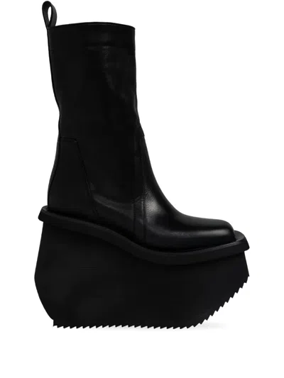 Rick Owens 140mm Platform Leather Boots In Black