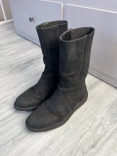 Pre-owned Rick Owens 2000's Runway Reverse Leather Suede Creeper Boots In Black