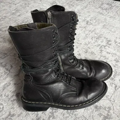 Pre-owned Rick Owens 2000s Crepe Sole Combat Boots | Size 40 In Black
