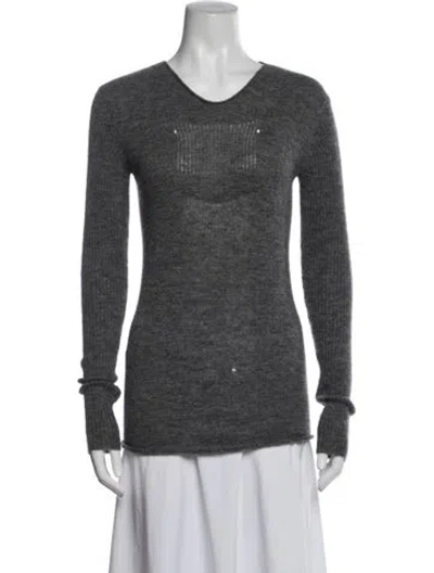 Pre-owned Rick Owens 2009 V-neck Sweater In Grey