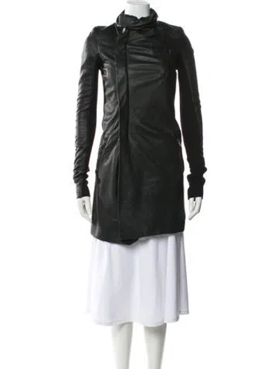 Pre-owned Rick Owens 2010's Leather Coat In Green