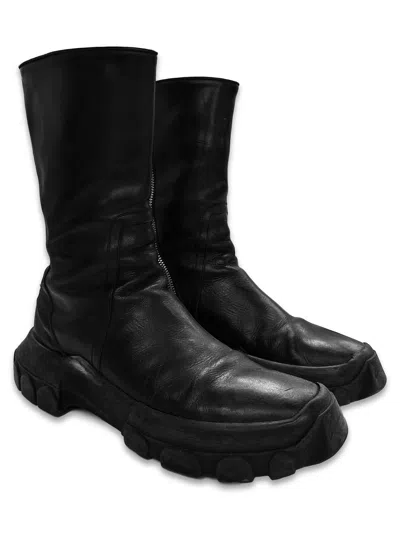 Pre-owned Rick Owens 2010s  Black Leather Bozo Tractor Platform Boots