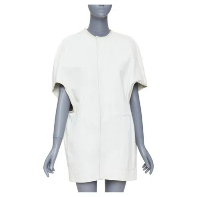 Pre-owned Rick Owens 2012 Naska Off White Lambskin Contrast Trim Cape Jacket It40 S