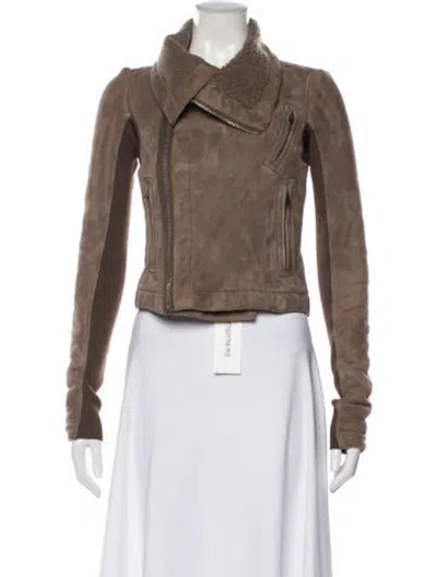 Pre-owned Rick Owens 2013 'plinth' Biker Jacket In Brown