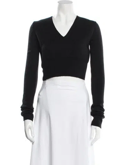 Pre-owned Rick Owens 2013 'plinth' Cropped V-neck Sweater W/ Tags In Black