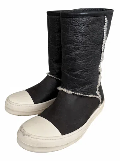 Pre-owned Rick Owens 2014 Shearling Moody Ugg Ramones Shoes In Black