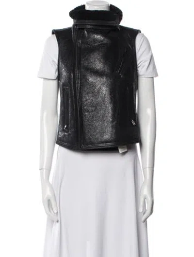 Pre-owned Rick Owens 2015 'sphinx' Moto Gilet Fur Jacket In Black