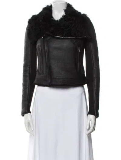 Pre-owned Rick Owens 2016 'mastodon' Classic Biker Fur Jacket In Black