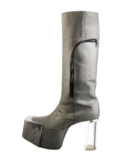 Pre-owned Rick Owens 2020 Bauhaus Iridescent Stingray Kiss Boots In Metallic/neutrals
