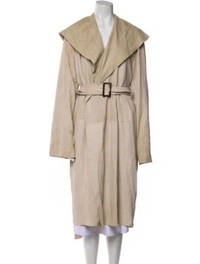 Pre-owned Rick Owens 2020 Lamb Leather Trench Coat In Neutral