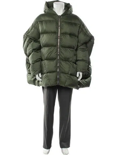 Pre-owned Rick Owens 2021 Puffer Coat In Green