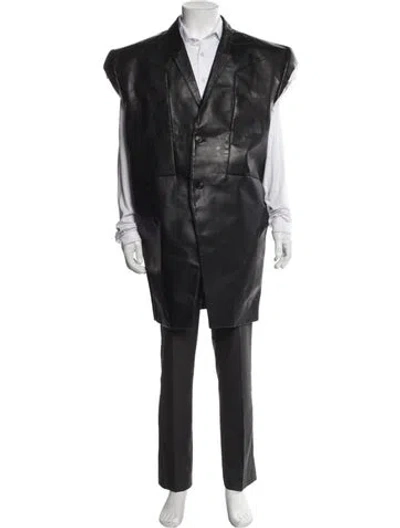 Pre-owned Rick Owens 2022 Calf Leather Overcoat In Black