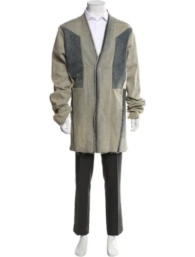 Pre-owned Rick Owens 2022 Colorblock Pattern Overcoat W/ Tags In Gray