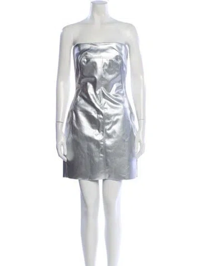 Pre-owned Rick Owens 2022 Mini Dress In Silver