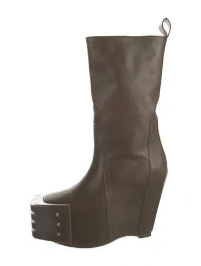 Pre-owned Rick Owens 2024 'porterville' Grilled Wedge Beatle Boots In Green