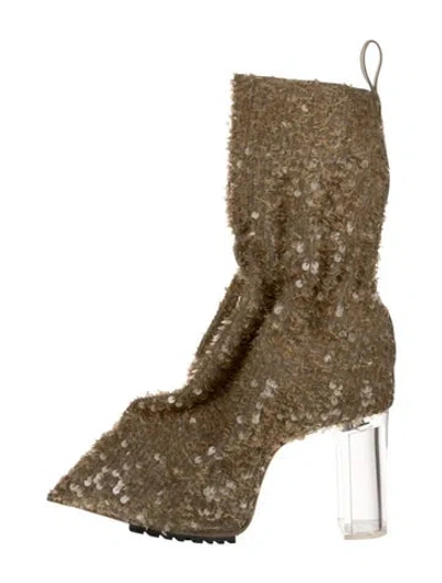 Pre-owned Rick Owens 2026 'temple' Cuffed Taquito Boots In Neutrals