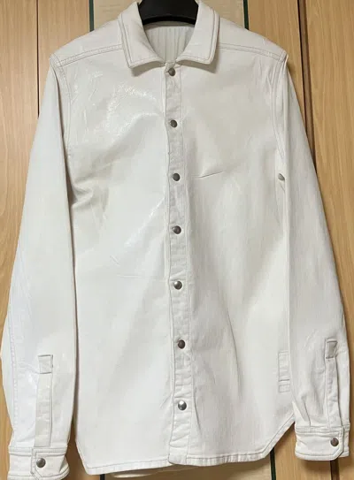 Pre-owned Rick Owens 20ss Washed Wax Coated Jacket In White