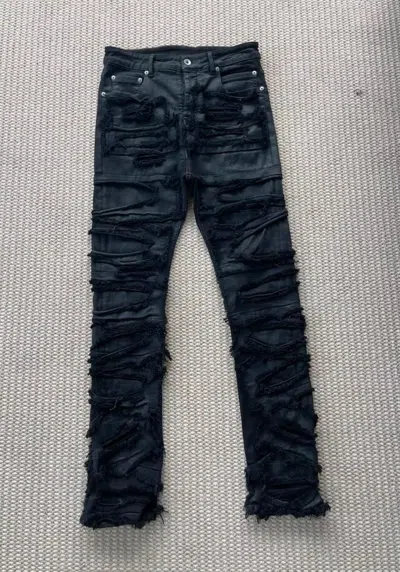 Pre-owned Rick Owens 21fw Erosion Destroys Jeans In Black
