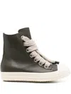 Rick Owens Leather High-top Sneakers Contrast Sole In Black