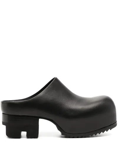 Rick Owens Ballast Leather Mules In Black