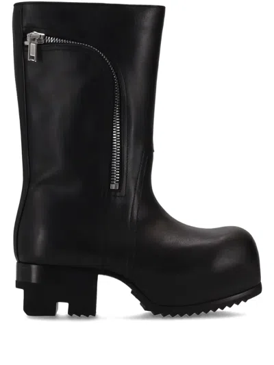 Rick Owens 50mm Bauhaus Ballast Leather Boots In Black