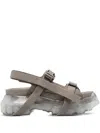 Rick Owens Adjustable Open-toed Flat Sandals In Gray