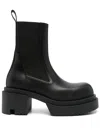 Rick Owens Womens Black Beatle Bogun Leather Heeled Boots In Black