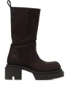 Rick Owens 60mm Bogun Platform Combat Boots In Brown