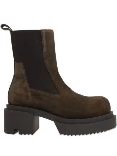 Rick Owens Platform Boots With Elastic Strap In Brown