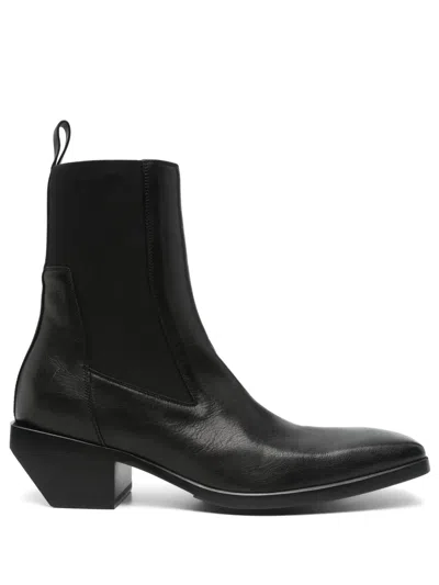 Rick Owens Heeled Sliver Leather Ankle Boots In Black