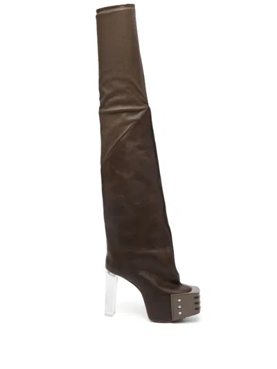 Rick Owens 65mm Flared Kiss Boots In 90 Black/clear