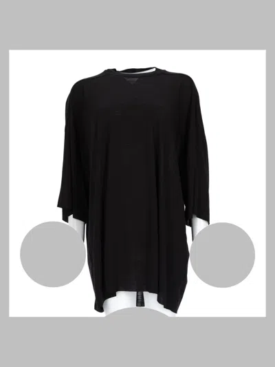 Rick Owens 70% New Wool 30% Silk T-shirt In Black