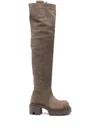 Rick Owens Wader Bogun Suede Over-the-knee Platform Boots In Multi