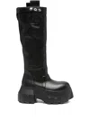 Rick Owens Black Porterville Knee Pull On Bogun Tall Boots In Black